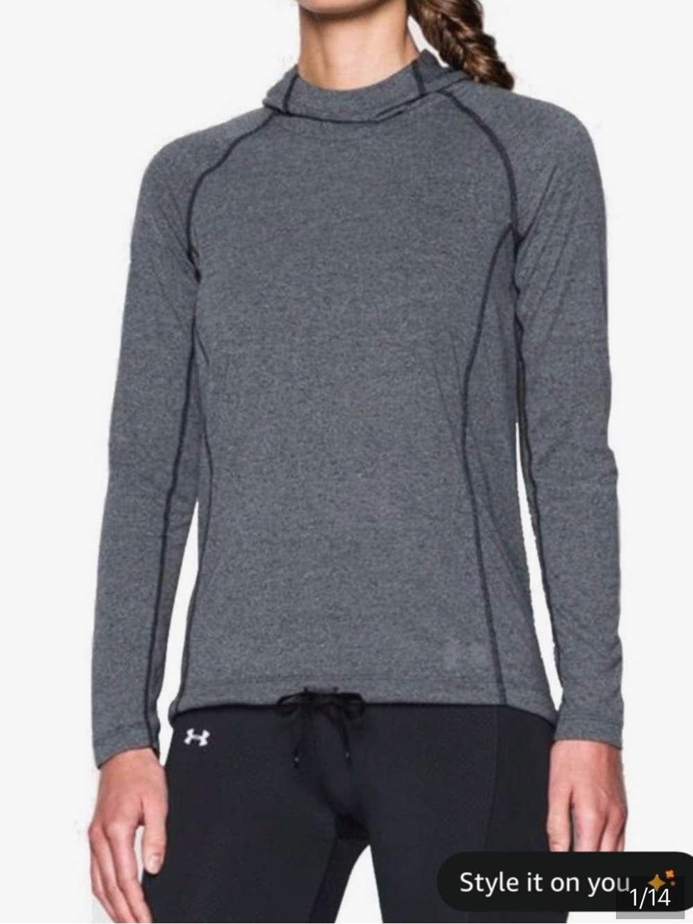 Under Armour Women's Gray Long Sleeve Hooded Performance Top
